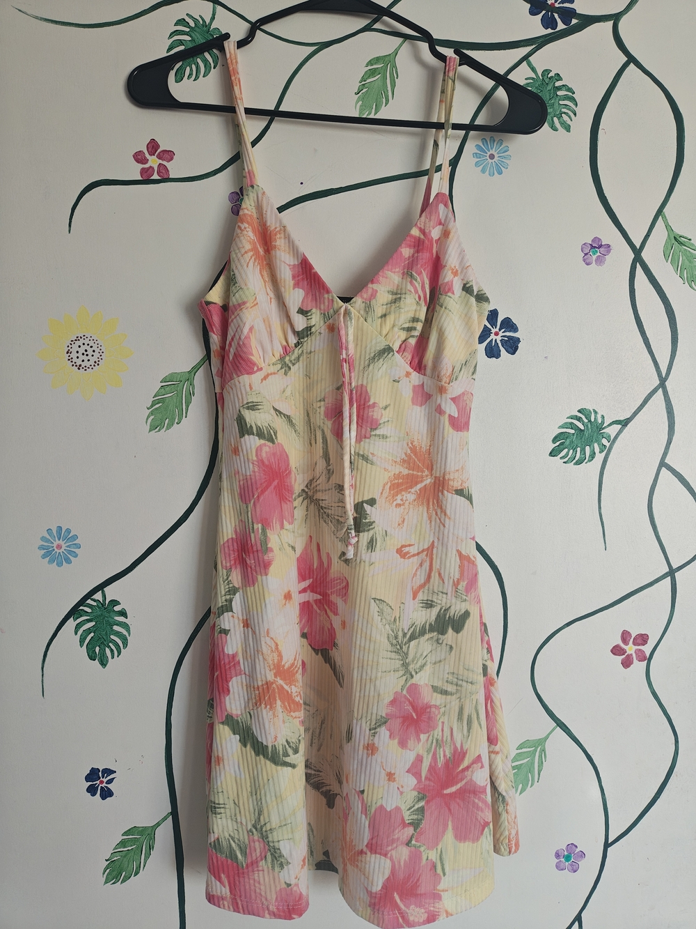 Forever 21 Pink, Orange, and Yellow Floral Slip Dress